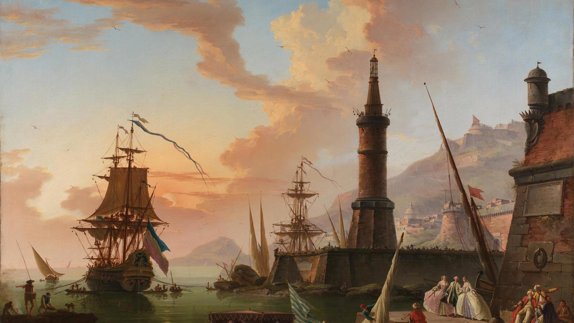 A Seaport by Charles-François de Lacroix