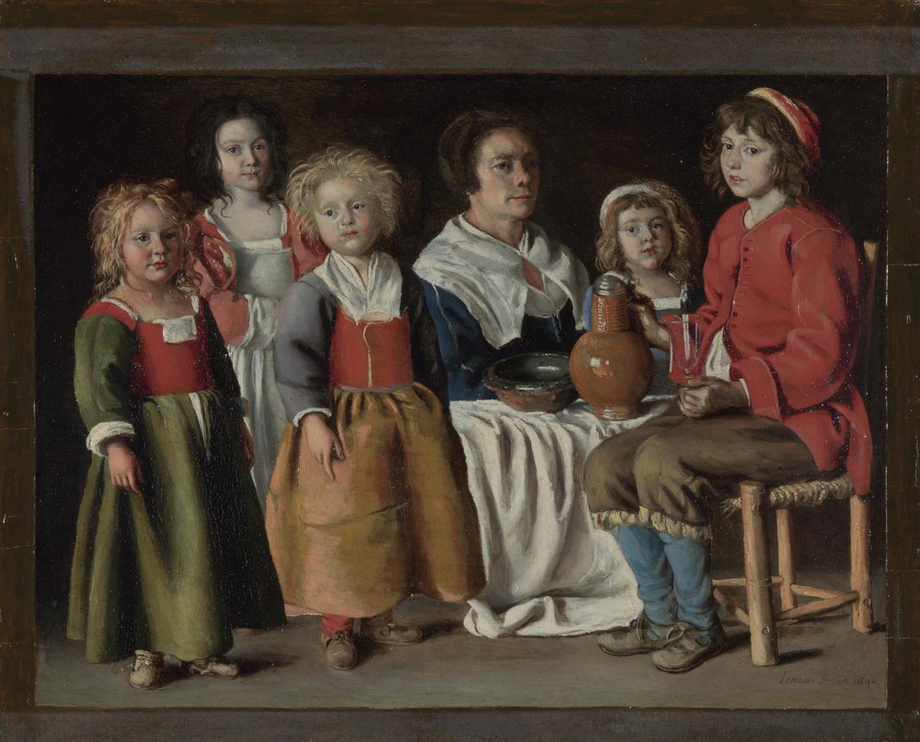 A Woman and Five Children by The Le Nain Brothers