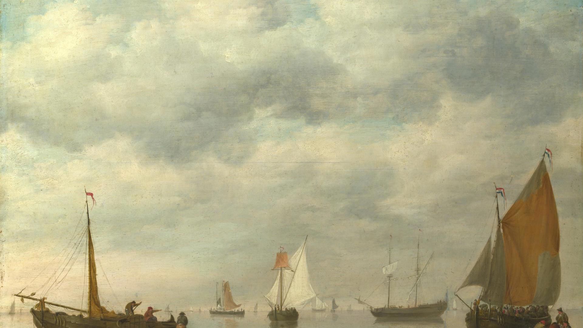 Dutch Vessels in Calm Water by Jan van Os