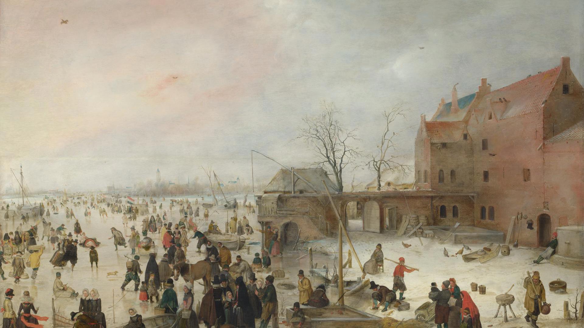 A Scene on the Ice near a Town by Hendrick Avercamp