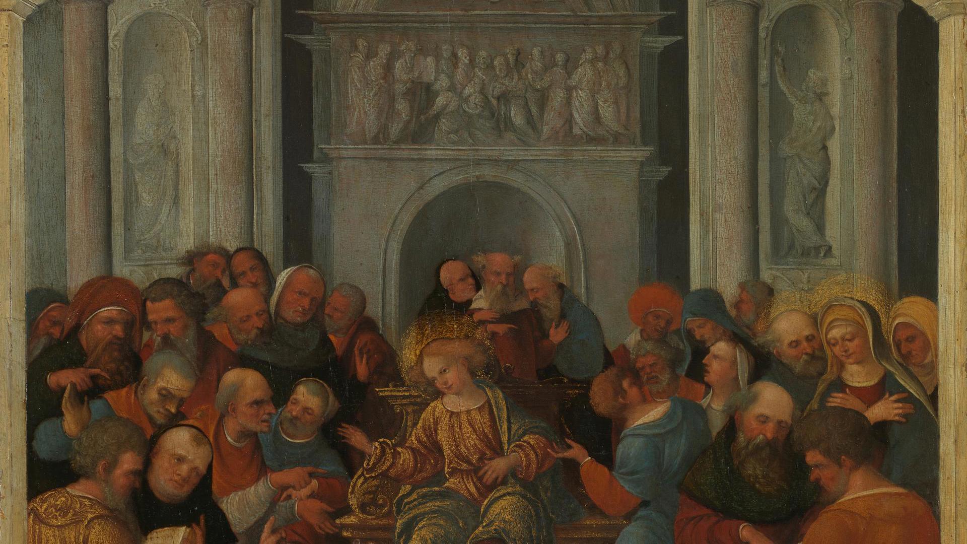 Christ disputing with the Doctors in the Temple by Ludovico Mazzolino