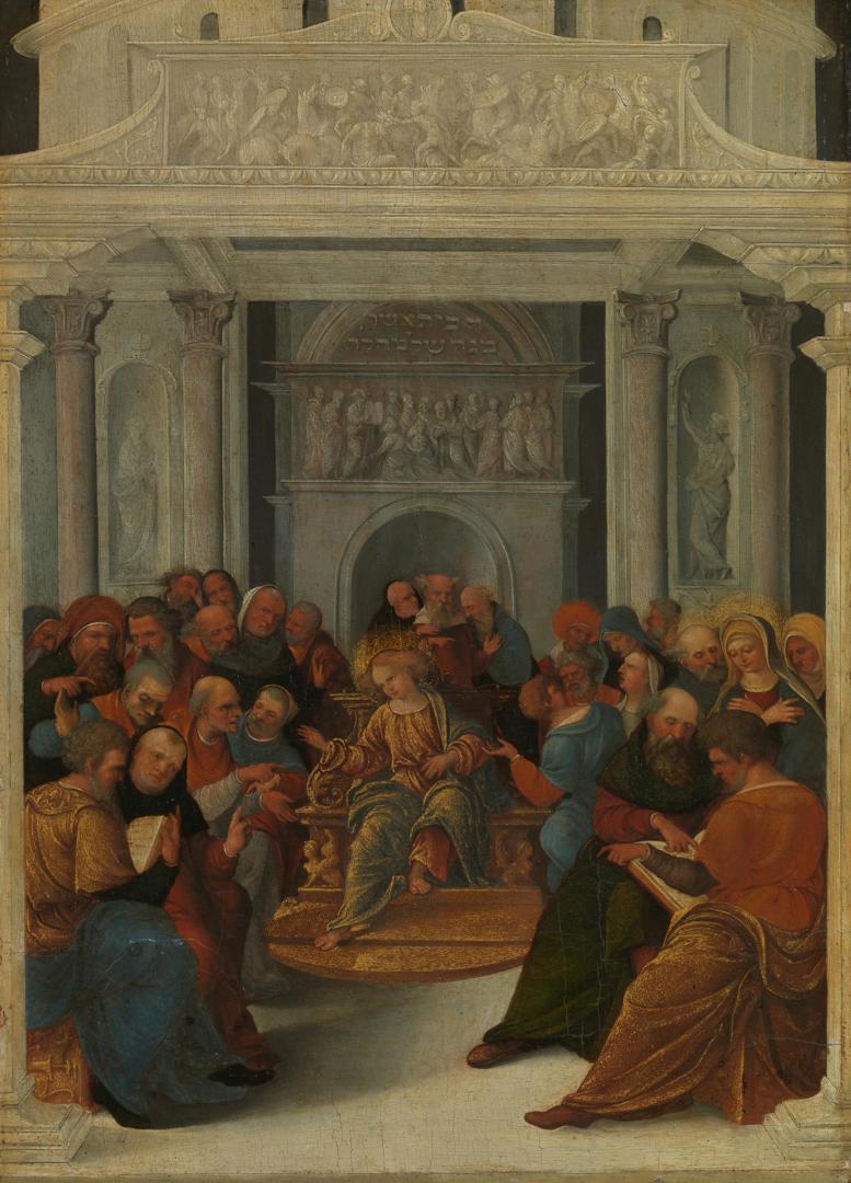 Christ disputing with the Doctors in the Temple by Ludovico Mazzolino