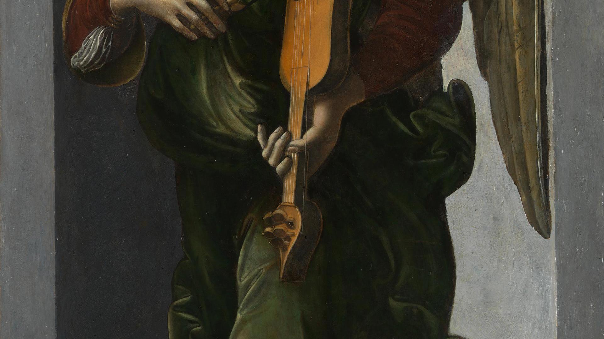 An Angel in Green with a Vielle by Associate of Leonardo da Vinci (Francesco Napoletano?)