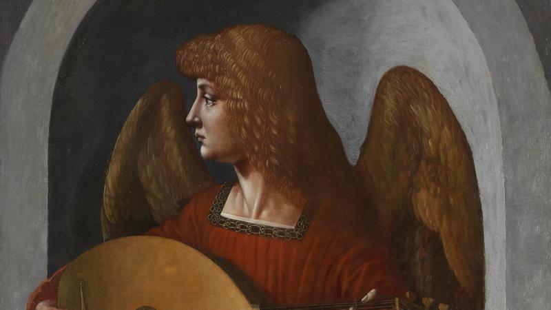 Giovanni Ambrogio de Predis, 'An Angel in Red with a Lute', about 1495-9