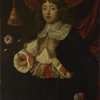 Portrait of a Boy holding a Rose