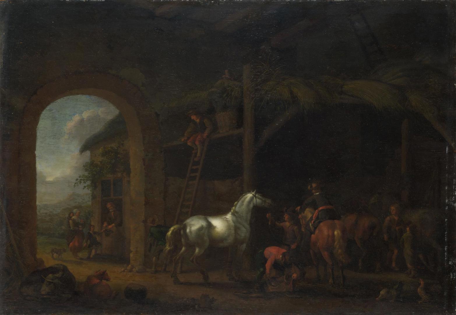 The Interior of a Stable by Abraham van Calraet