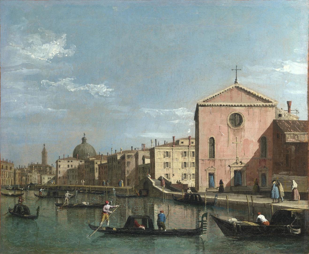 Venice: The Grand Canal facing Santa Croce by Follower of Canaletto
