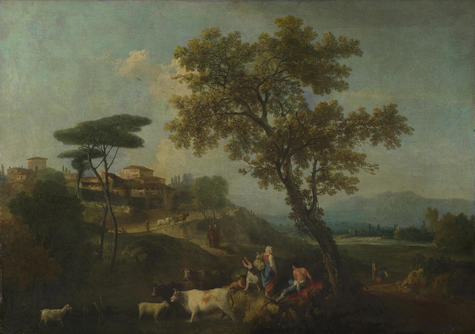 Landscape with Cattle and Figures by Francesco Zuccarelli