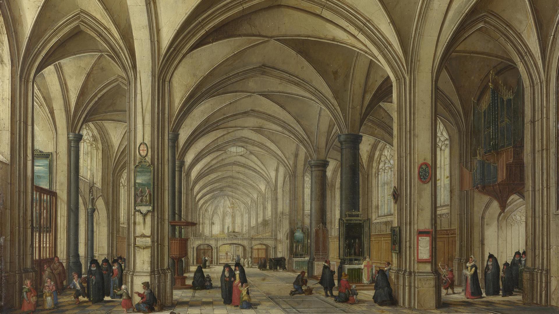 The Interior of a Gothic Church looking East by Hendrick van Steenwyck the Younger and Jan Brueghel the Elder