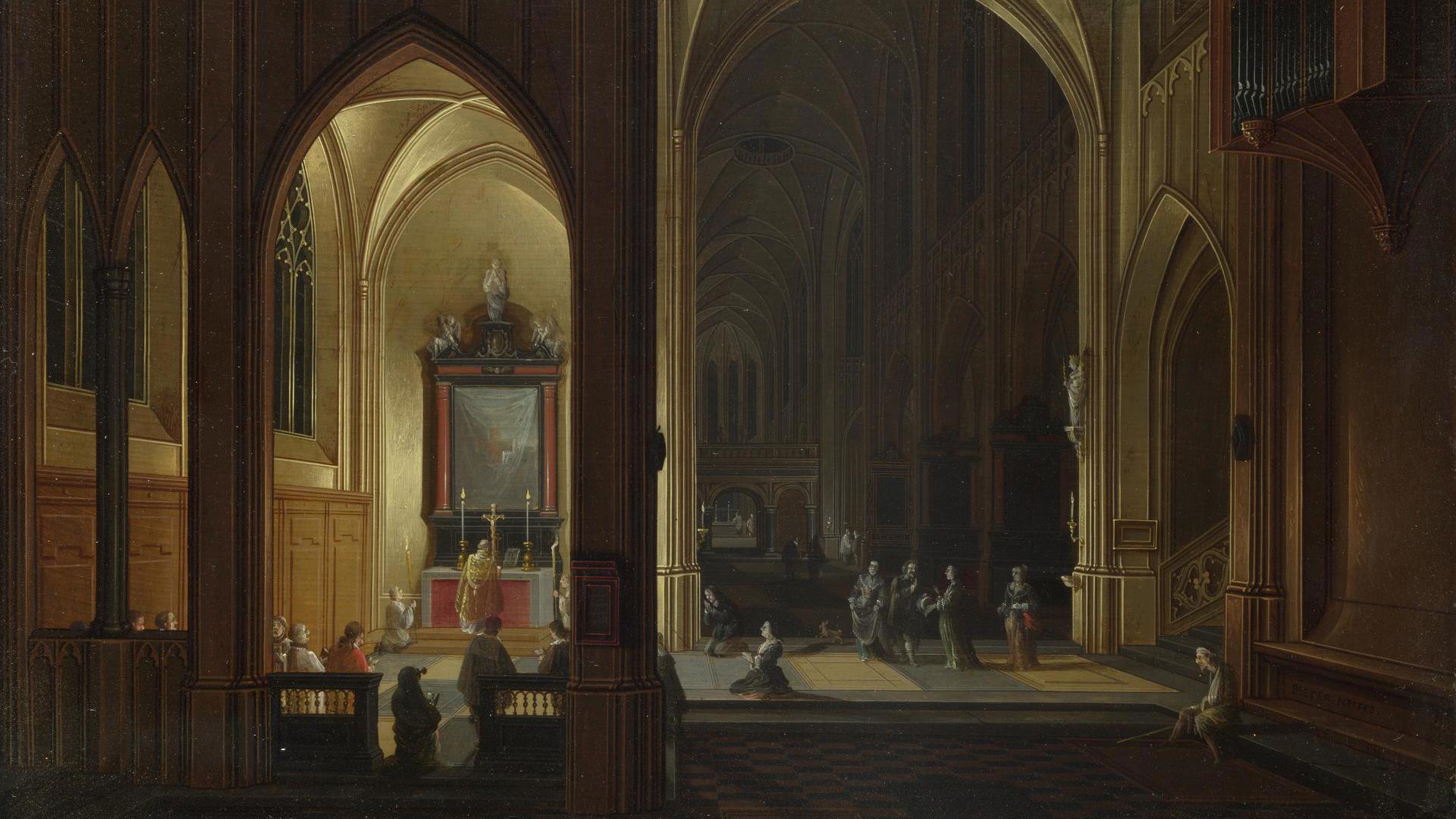 An Evening Service in a Church by Pieter Neeffs the Elder and Bonaventura Peeters the Elder