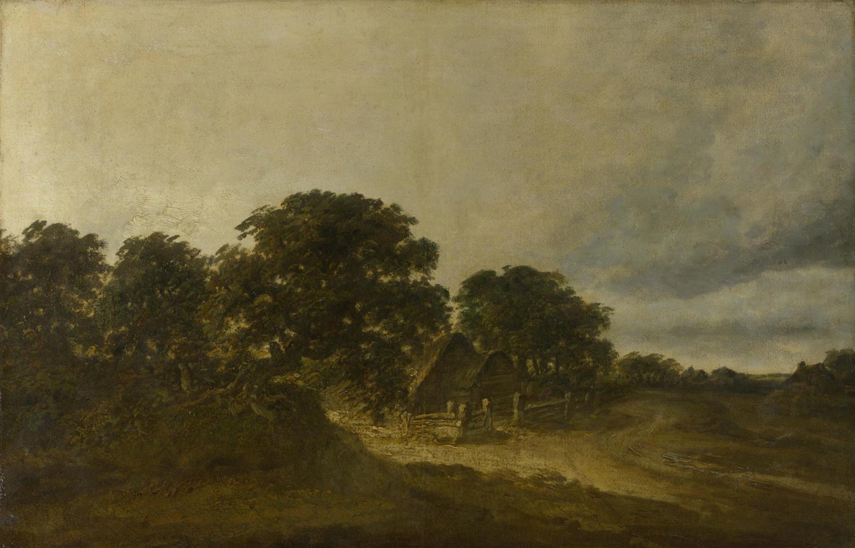 Landscape with Trees, Buildings and a Road by Style of Georges Michel