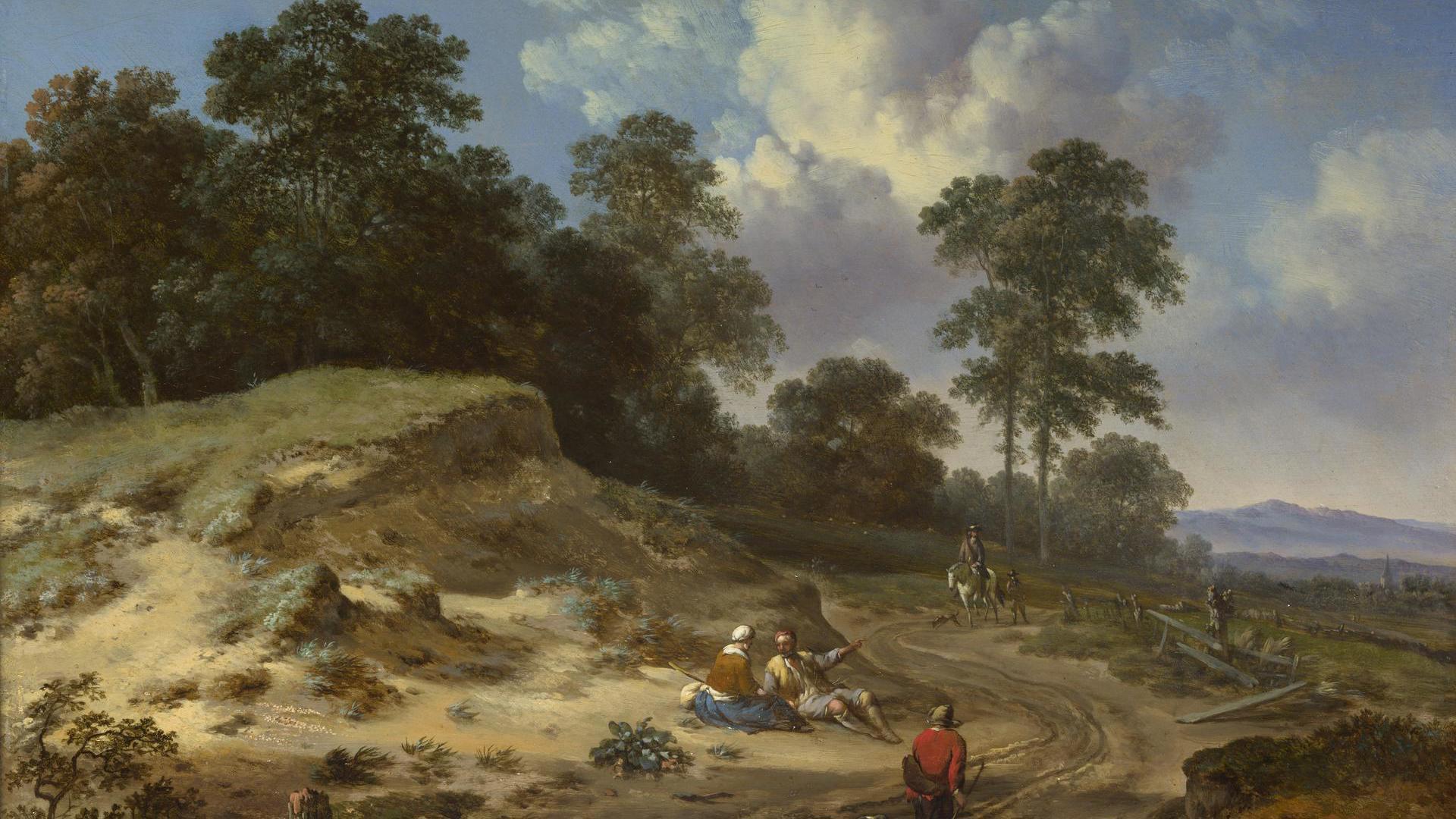 A Track by a Dune, with Peasants and a Horseman by Jan Wijnants