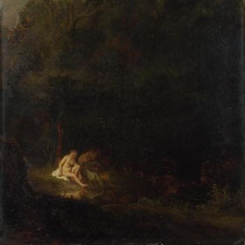 Diana bathing surprised by a Satyr