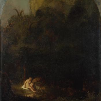 Diana bathing surprised by a Satyr