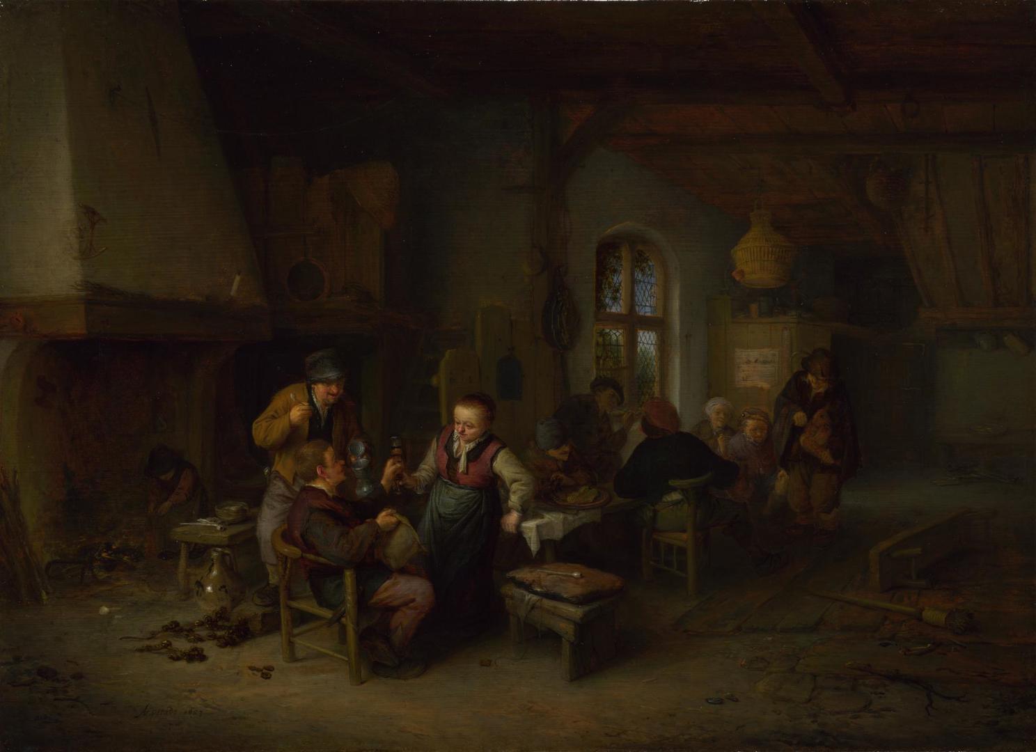 The Interior of an Inn by Adriaen van Ostade