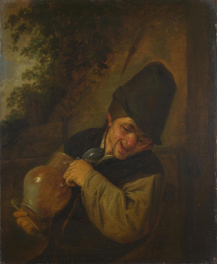 A Peasant holding a Jug and a Pipe by Adriaen van Ostade
