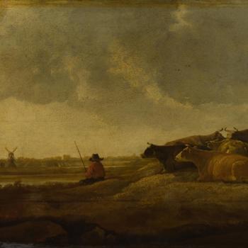 A Herdsman with Seven Cows by a River