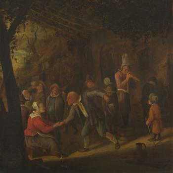 Peasants merry-making outside an Inn