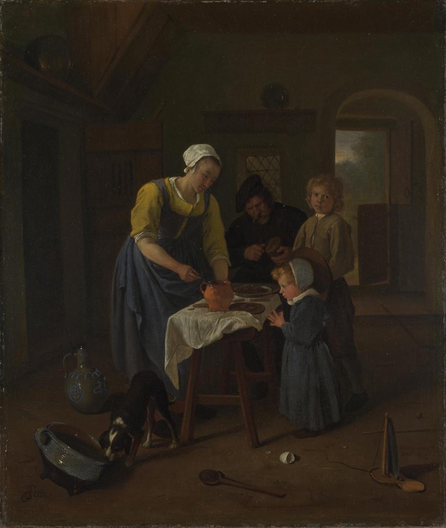 A Peasant Family at Meal-time ('Grace before Meat') by Jan Steen