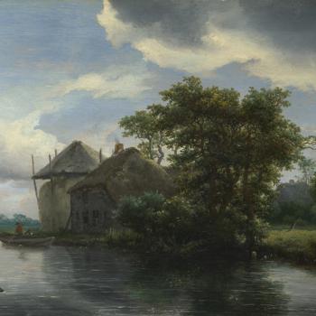 A Cottage and a Hayrick by a River