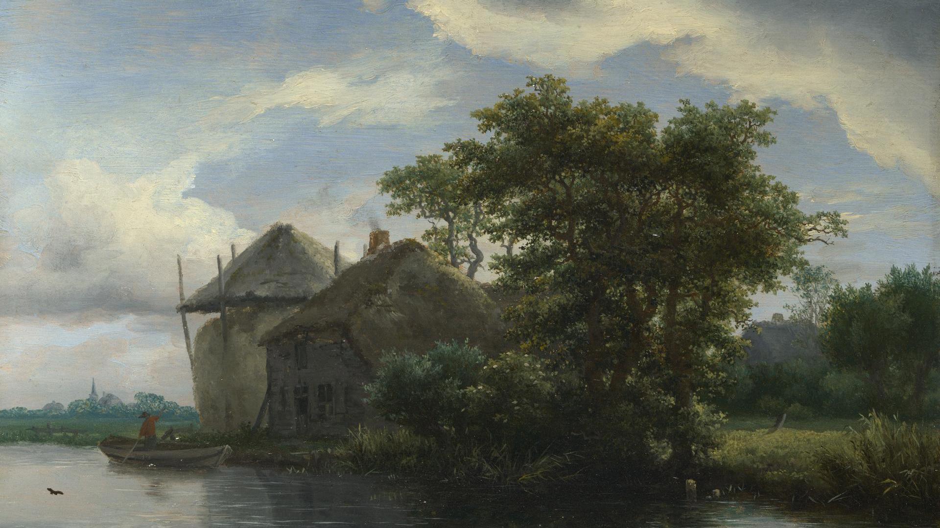 A Cottage and a Hayrick by a River by Jacob van Ruisdael