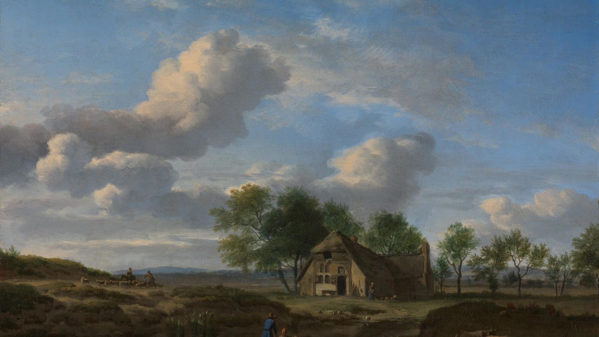 A Landscape with a Farm by a Stream by Adriaen van de Velde