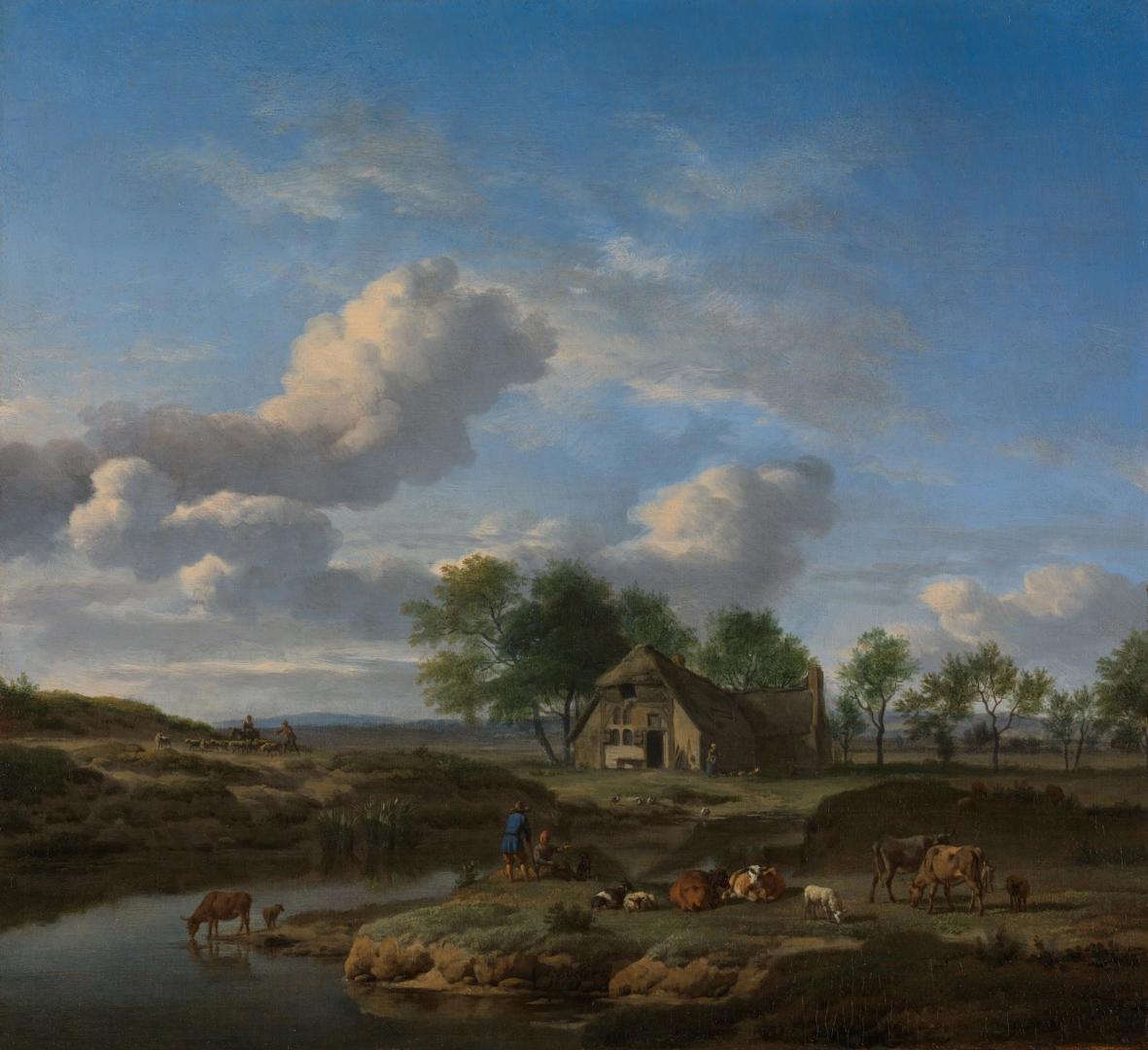 A Landscape with a Farm by a Stream by Adriaen van de Velde