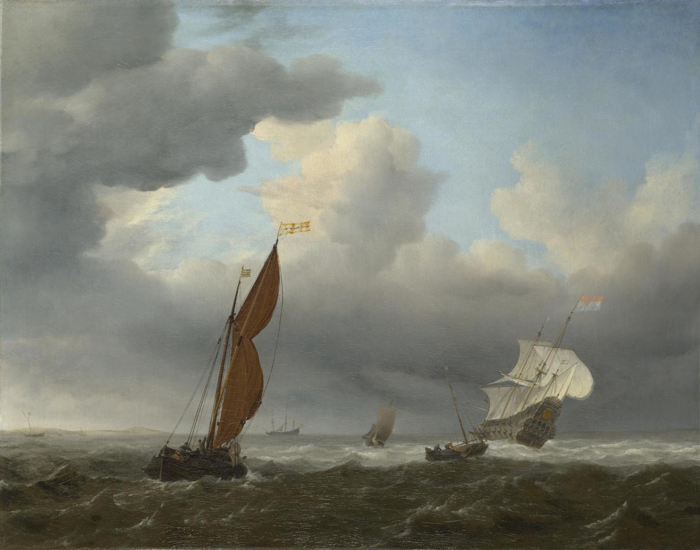 A Dutch Ship and Other Small Vessels in a Strong Breeze by Willem van de Velde