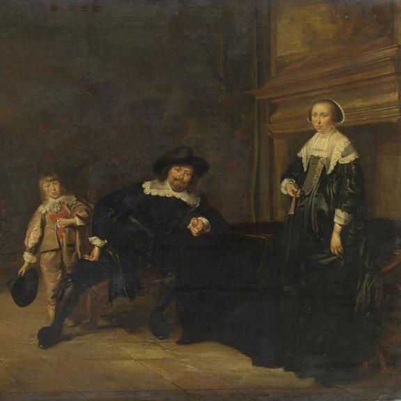 Portrait of a Man, a Woman and a Boy in a Room