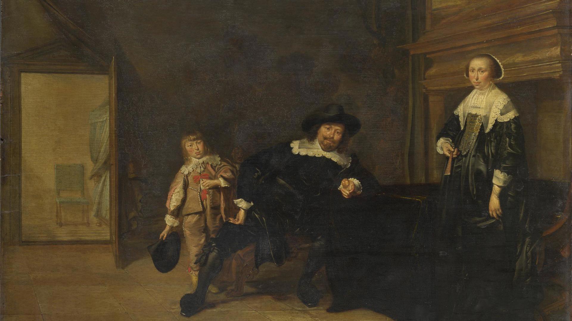Portrait of a Man, a Woman and a Boy in a Room by Pieter Codde