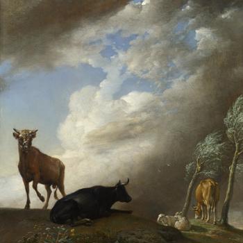 Cattle and Sheep in a Stormy Landscape