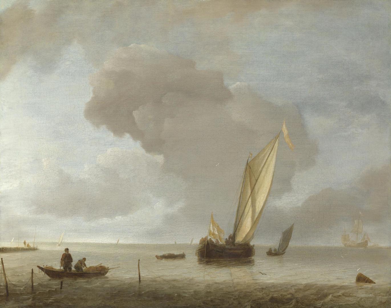A Small Dutch Vessel before a Light Breeze by Jan van de Cappelle