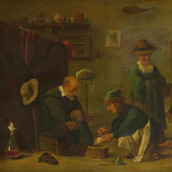 A Doctor tending a Patient's Foot in his Surgery