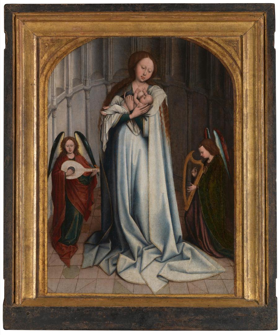 The Virgin and Child in an Apse with Two Angels by After Robert Campin