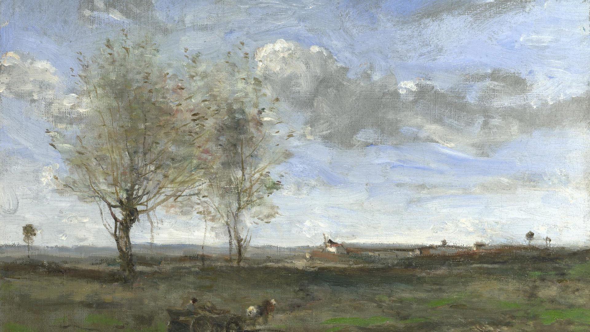 A Wagon in the Plains of Artois by Jean-Baptiste-Camille Corot