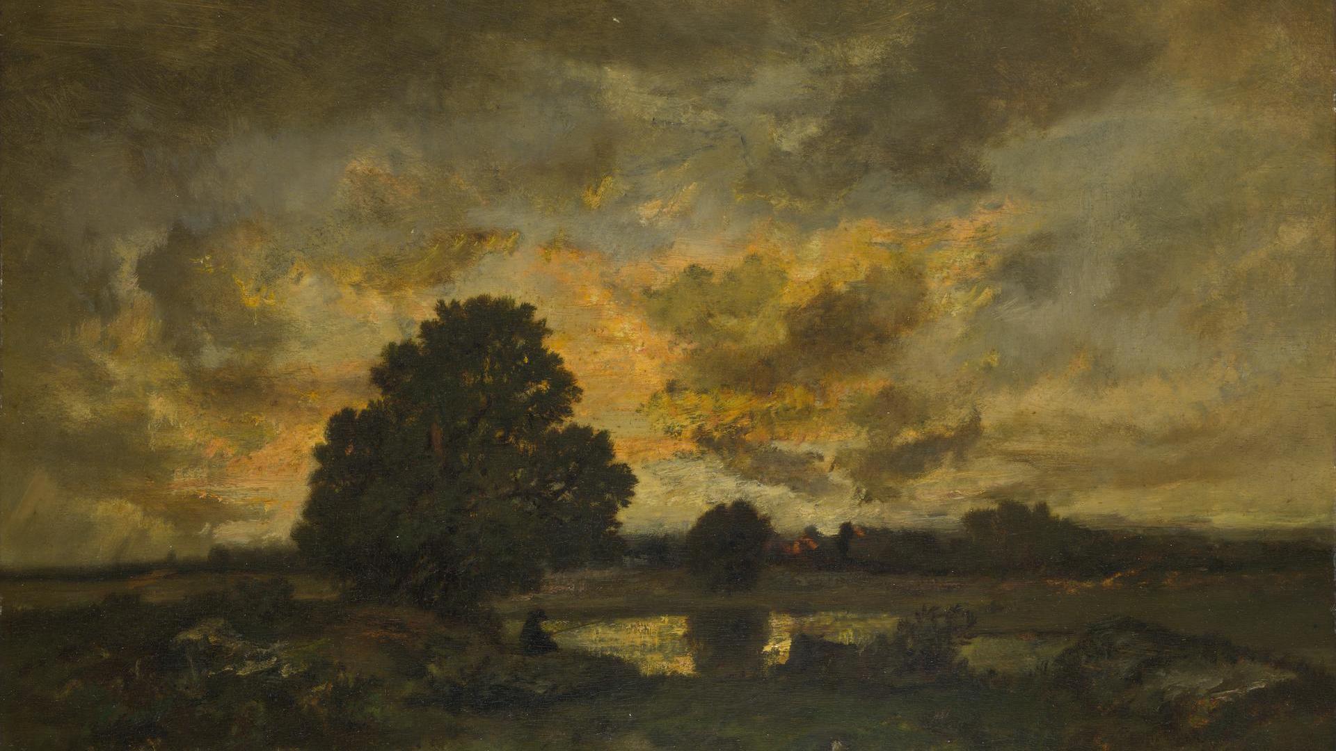 Common with Stormy Sunset by Narcisse-Virgilio Diaz de la Peña