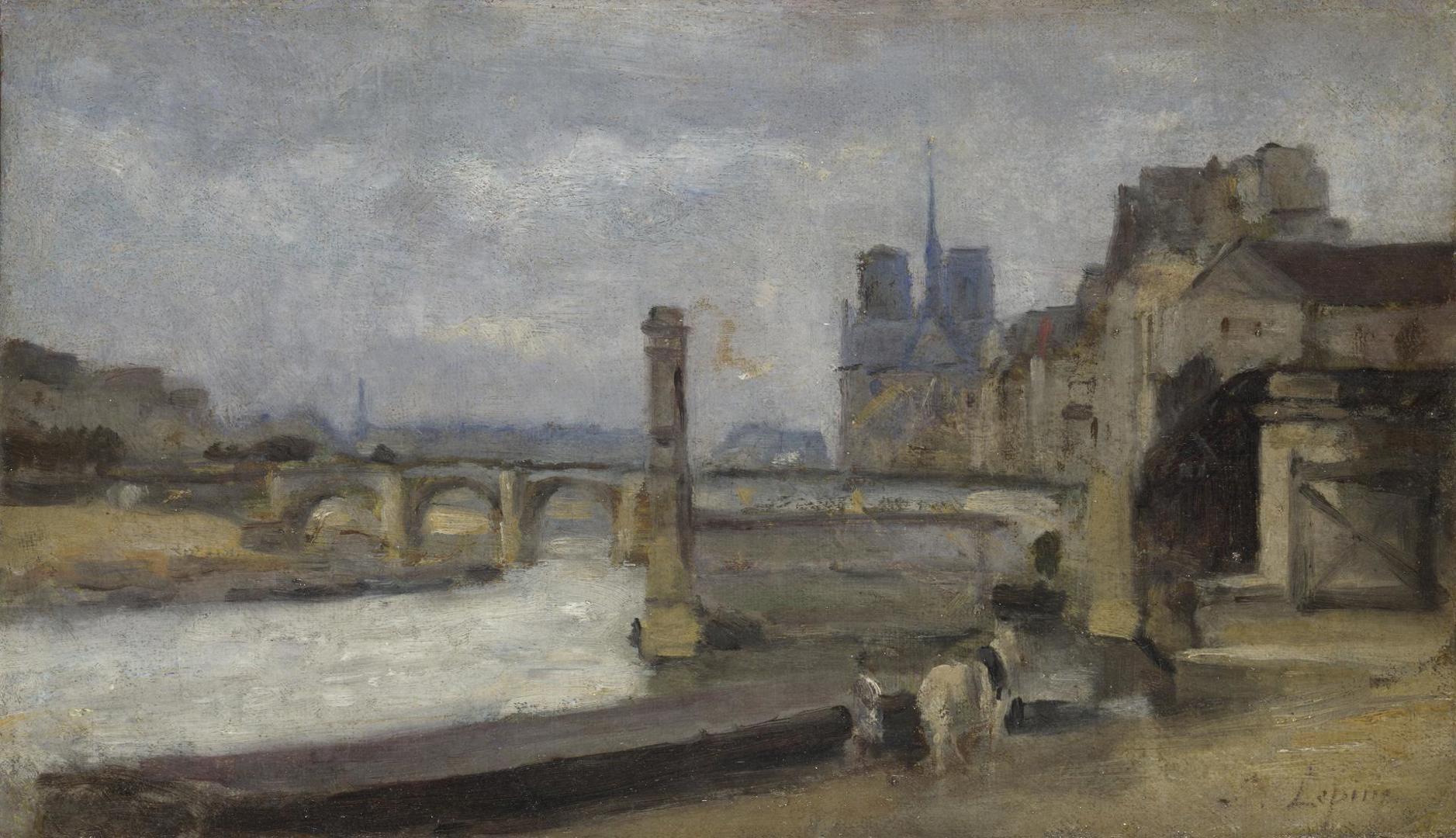 The Pont de la Tournelle, Paris by Stanislas-Victor-Edmond Lépine