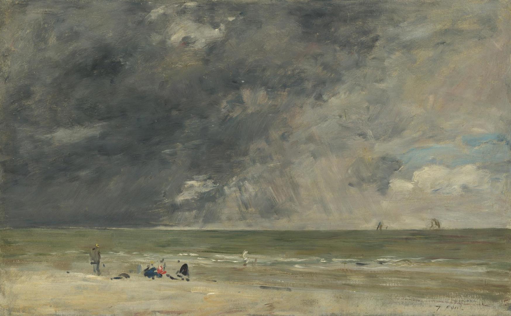 Beach at Trouville by Eugène Boudin