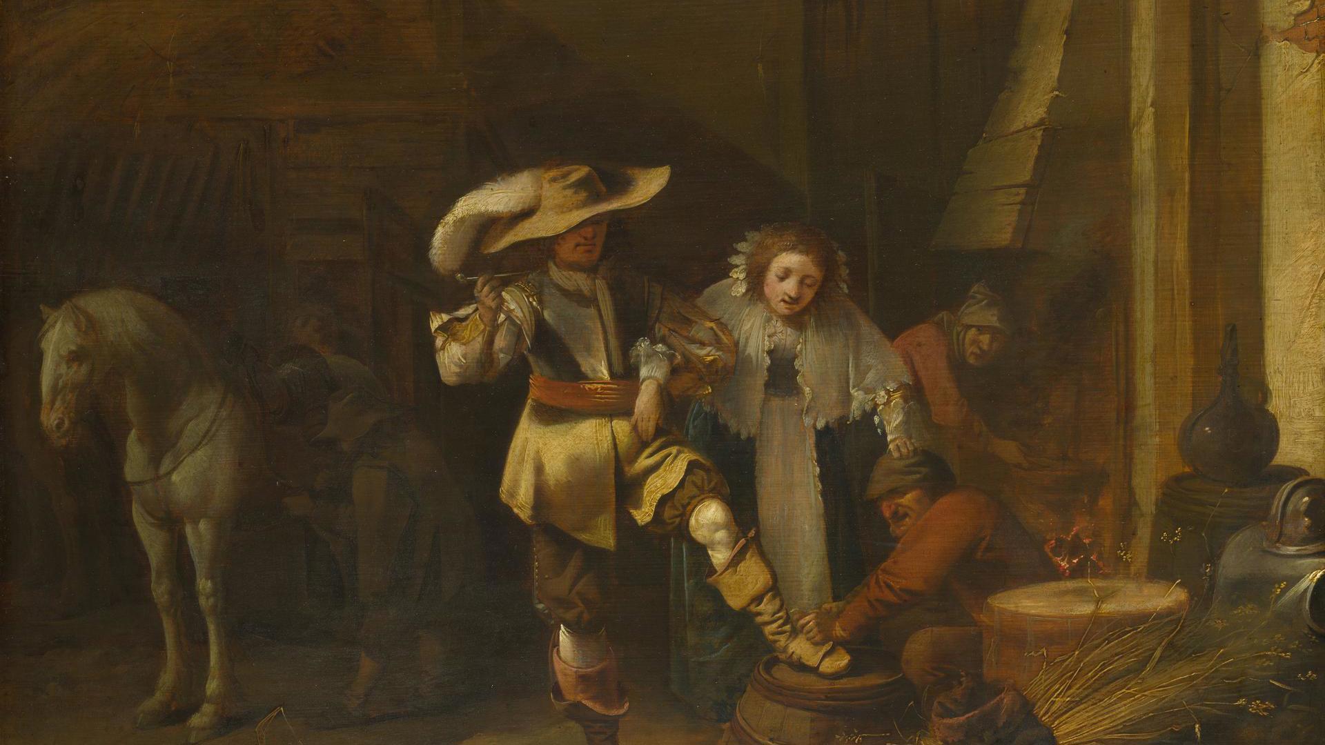 A Man and a Woman in a Stableyard by Pieter Quast
