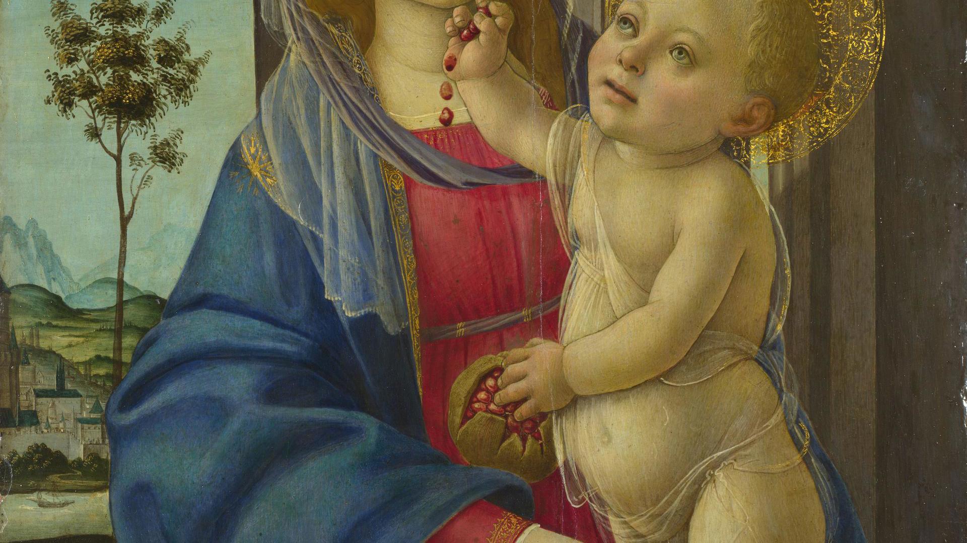 The Virgin and Child with a Pomegranate by Workshop of Sandro Botticelli