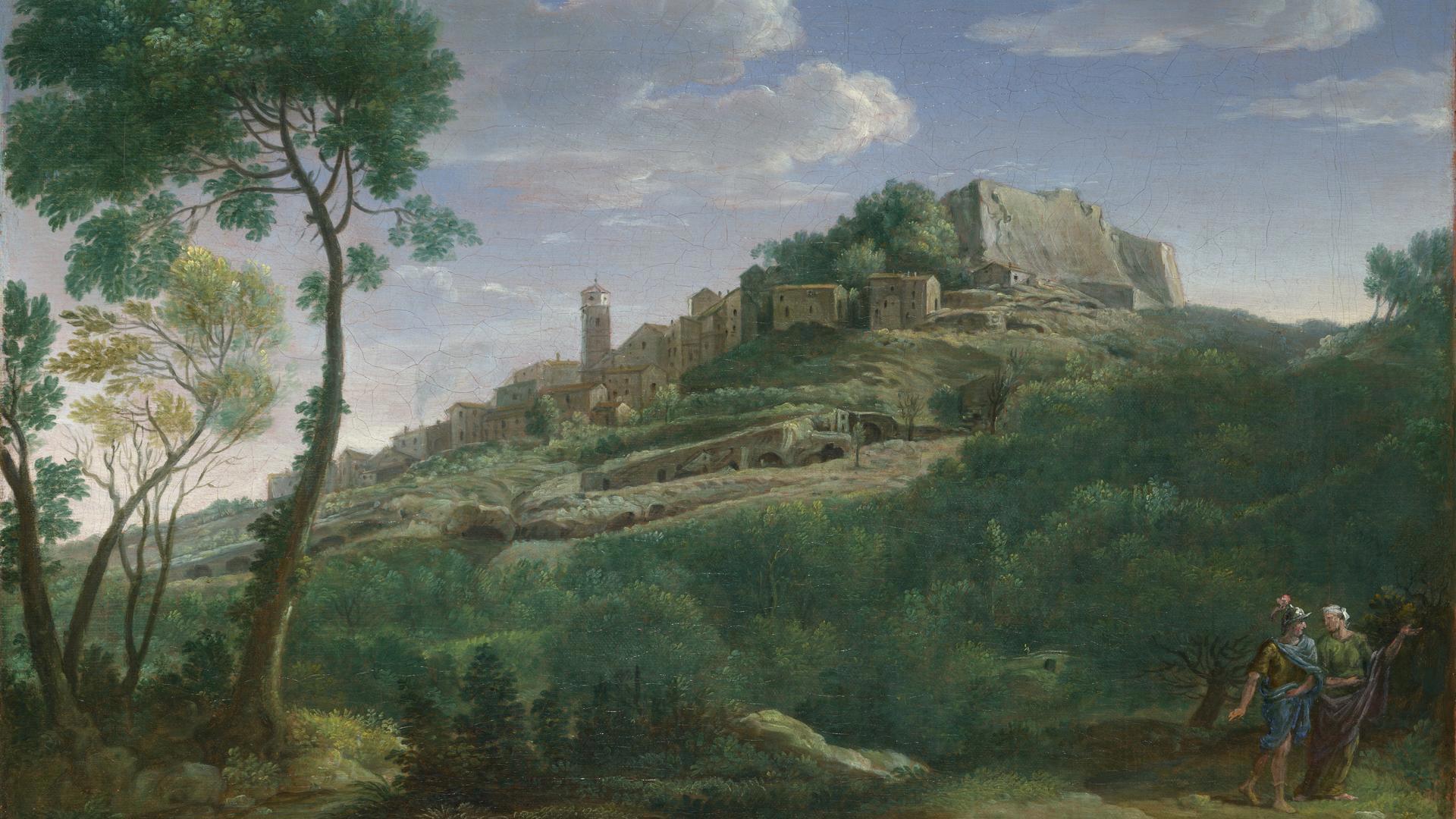 A Landscape with an Italian Hill Town by Hendrik Frans van Lint