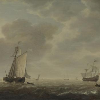 A Dutch Man-of-war and Various Vessels in a Breeze