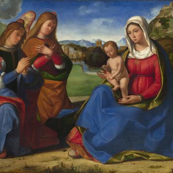The Virgin and Child adored by Two Angels