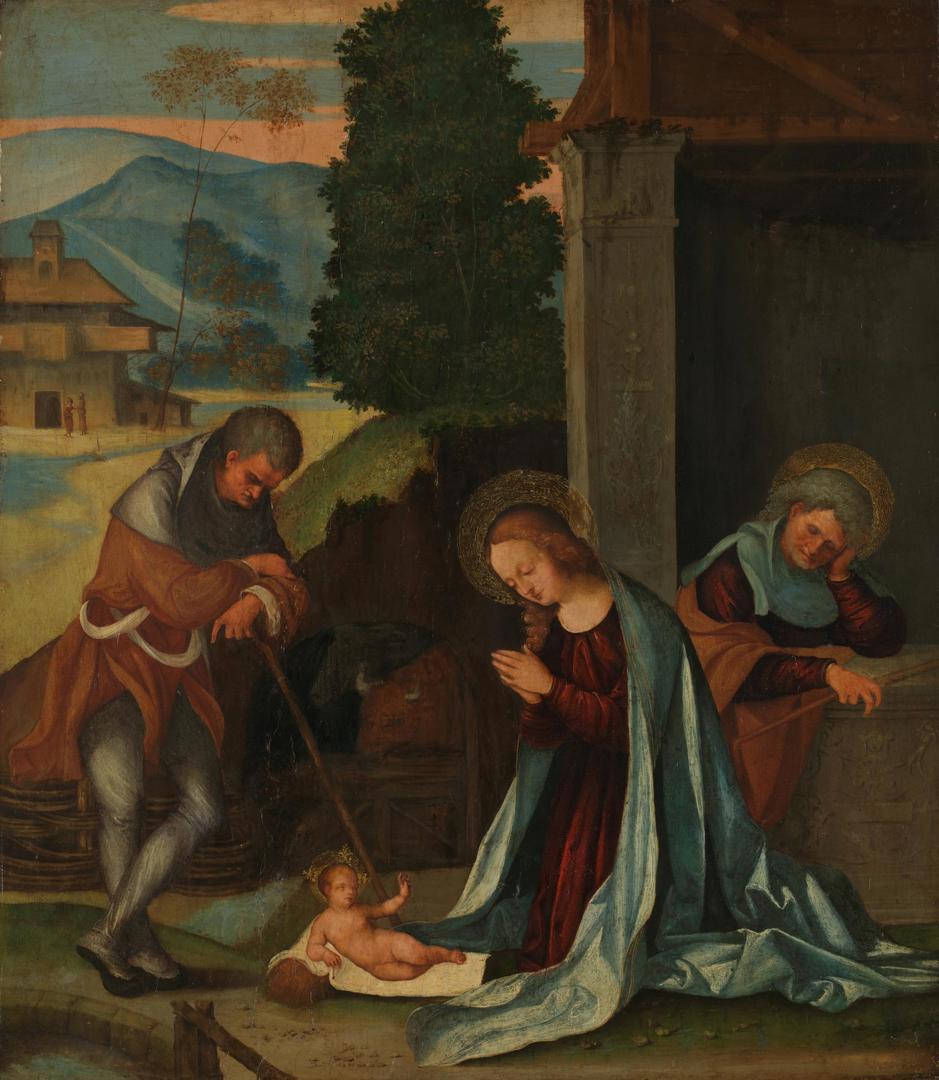 The Nativity with a Shepherd by Ludovico Mazzolino