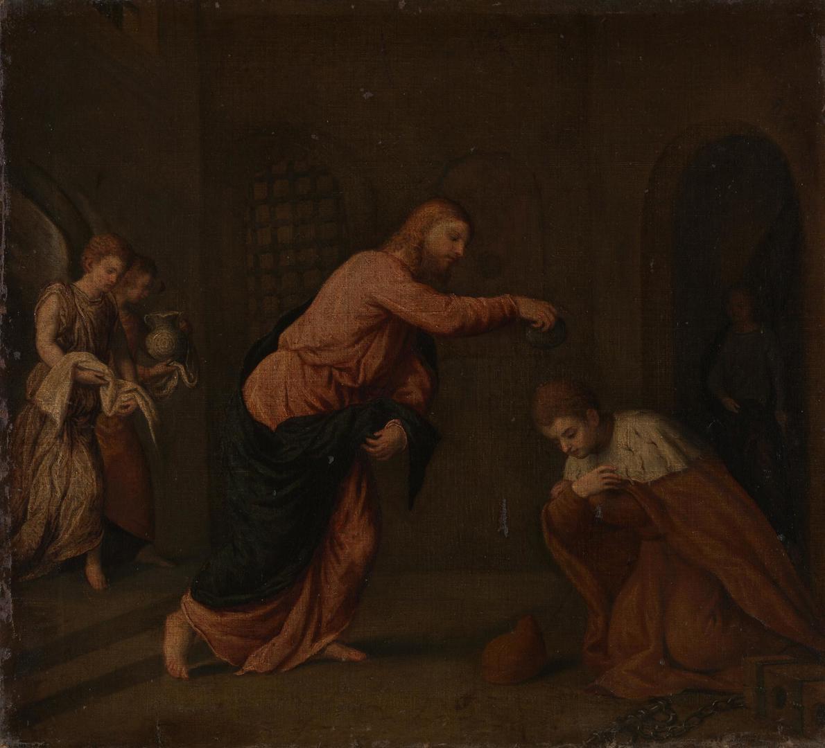 Christ baptising Saint John Martyr by Paris Bordone