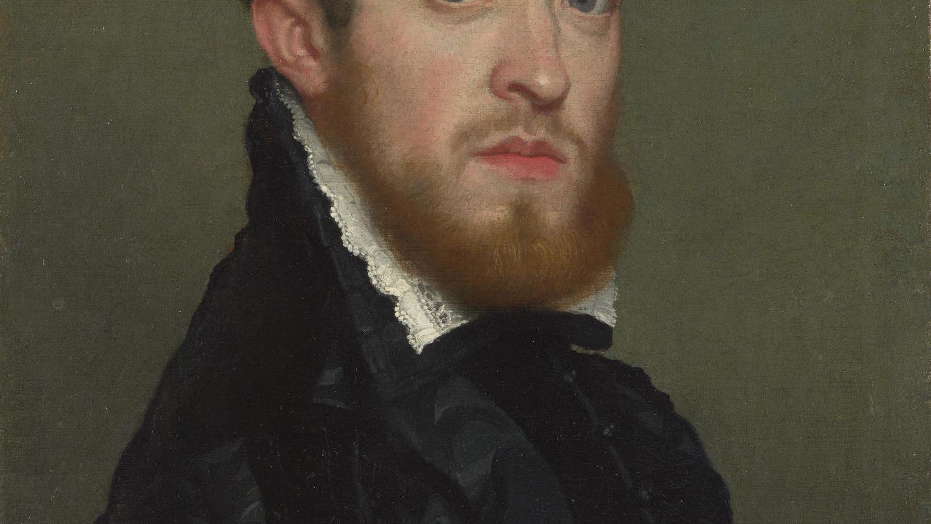 Bust Portrait of a Young Man with an Inscription by Giovanni Battista Moroni