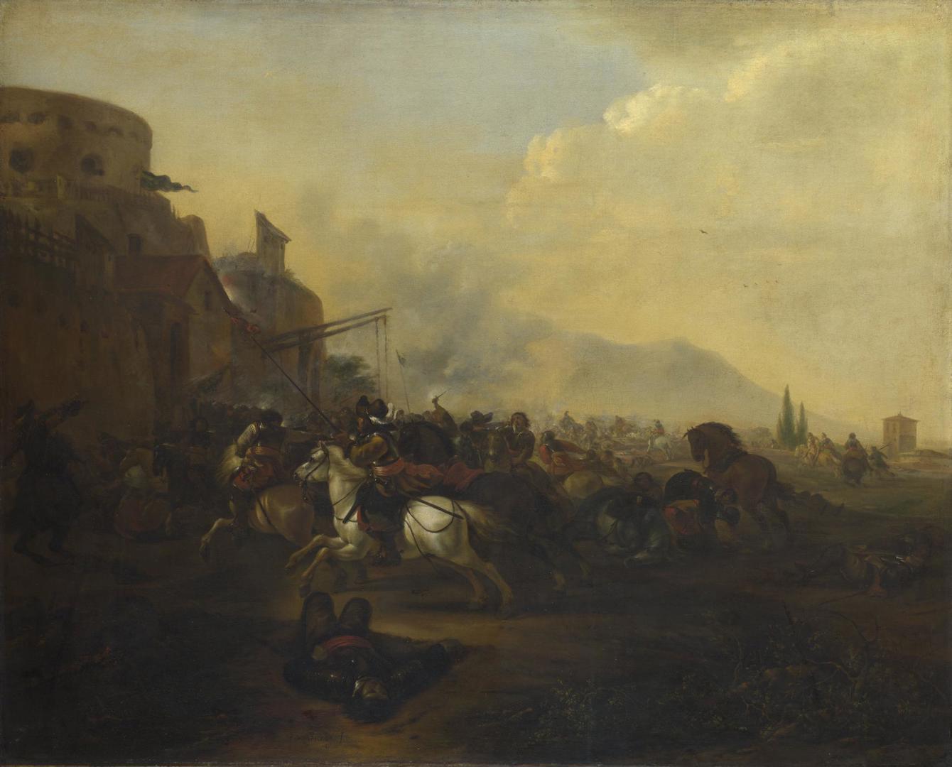 Cavalry attacking a Fortified Place by Hendrick Verschuring
