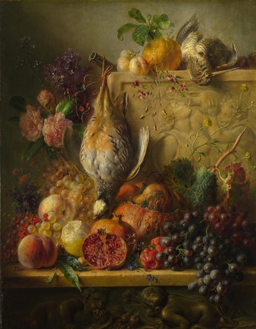 Fruit, Flowers and Game by Georgius Jacobus Johannes van Os