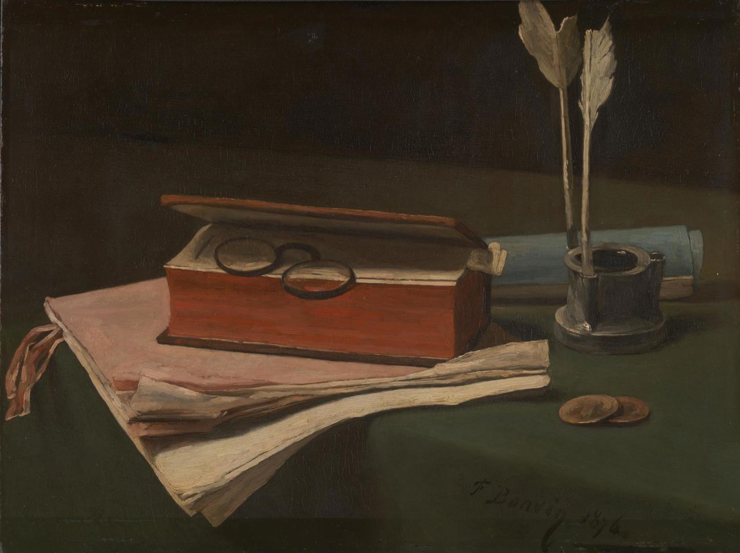 Still Life with Book, Papers and Inkwell by François Bonvin