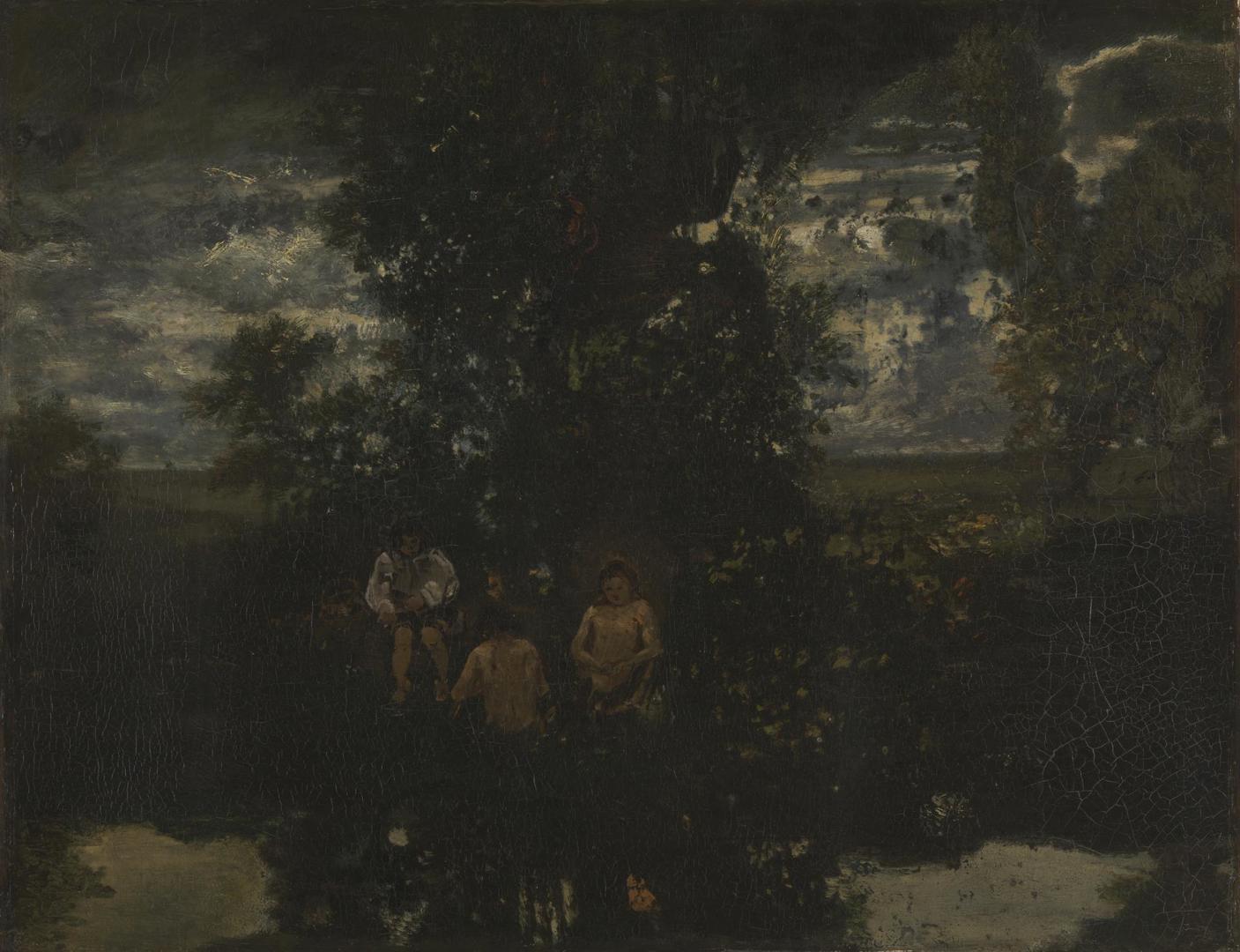 Moonlight: The Bathers by Imitator of Théodore Rousseau